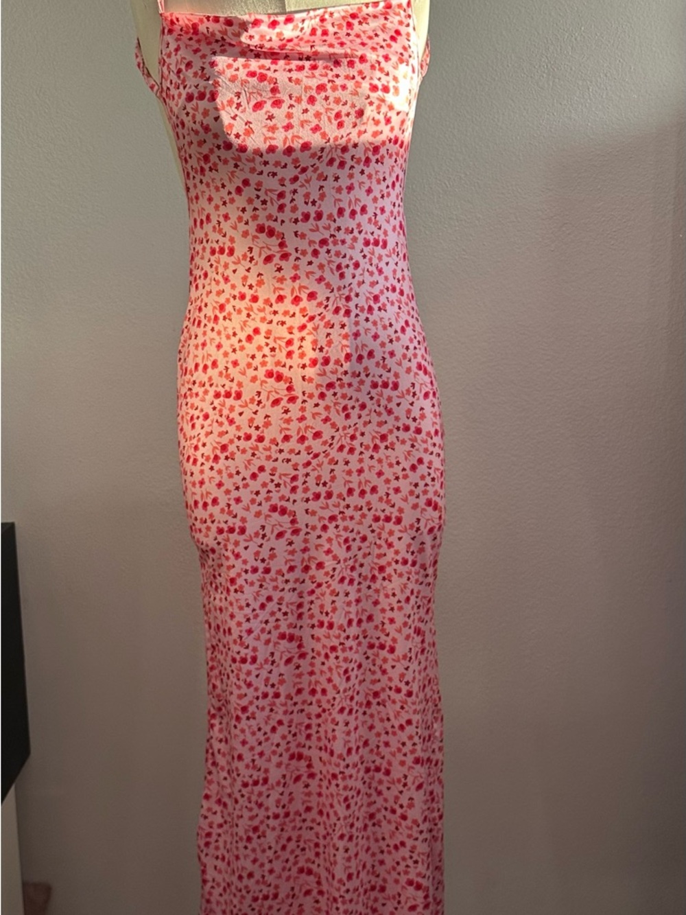 Sleeveless Pink Floral Slip Dress
